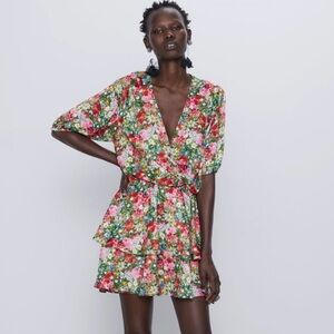 Zara ruffled printed dress